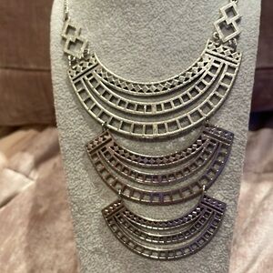 Egyptian Style Layer Necklace in Silver 14-22”